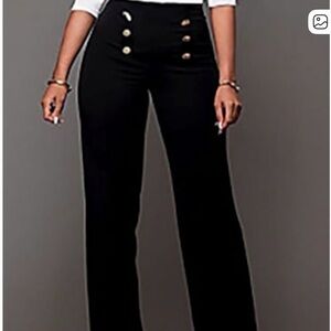 #186 LIKE NEW, Anne Klein Black Trousers with Gold Buttons.